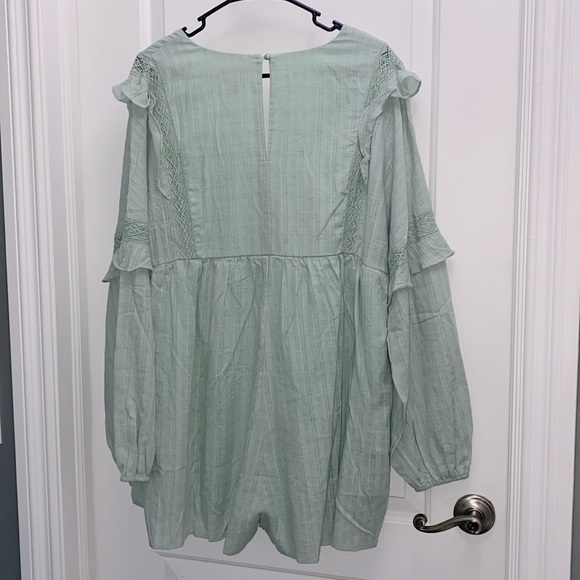 NWT Lumière Mint Boho Ruffle Oversized Romper Size Large - Picture 15 of 16